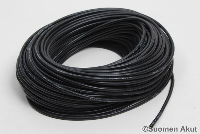 Silikonikaapeli 12AWG musta 1 metri