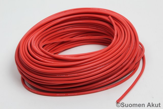 Silikonikaapeli 12AWG punainen 1 metri